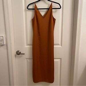 J. Crew Brown/Orange V-Neck Slip Dress